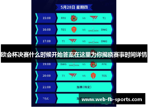 欧会杯决赛什么时候开始答案在这里为你揭晓赛事时间详情